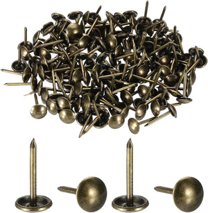 150Pcs Upholstery Tacks, 5/16" x 11/16" Vintage Round Head Furniture Upholstery Nails Decorative Thumb Tacks Pins for Sofa Chair Bed, Bronze