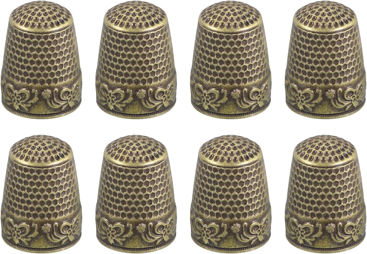 Sewing Thimble Finger Protector, 8 Pcs Metal Finger Shield Ring for Hand Sewing, Craft Accessories DIY Sewing Tools, Bronze