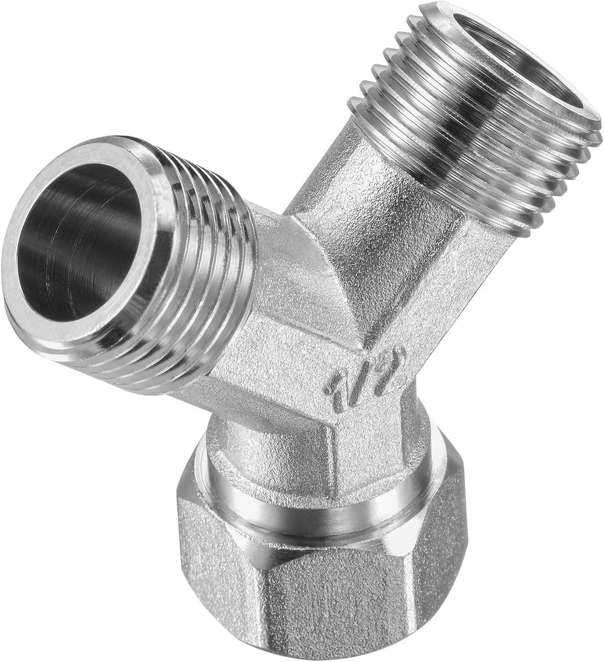 Pipe Fitting G1/2 1 Female to 2 Male Thread Y Shape 3 Ways Wye Hose Connector Adapter, Nickel-Plated Copper