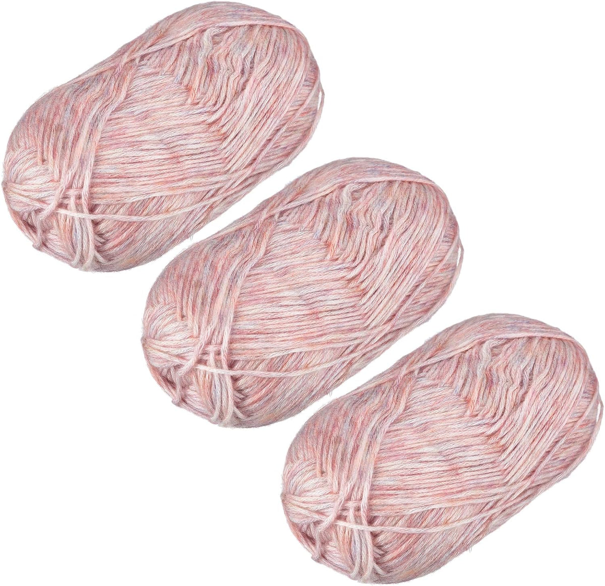300g/ 10.6oz Cotton Sparkle Yarn, 3 Skeins Soft Crochet Yarns for Beginner Knitting Crafting Pink