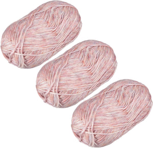 300g/ 10.6oz Cotton Sparkle Yarn, 3 Skeins Soft Crochet Yarns for Beginner Knitting Crafting Pink