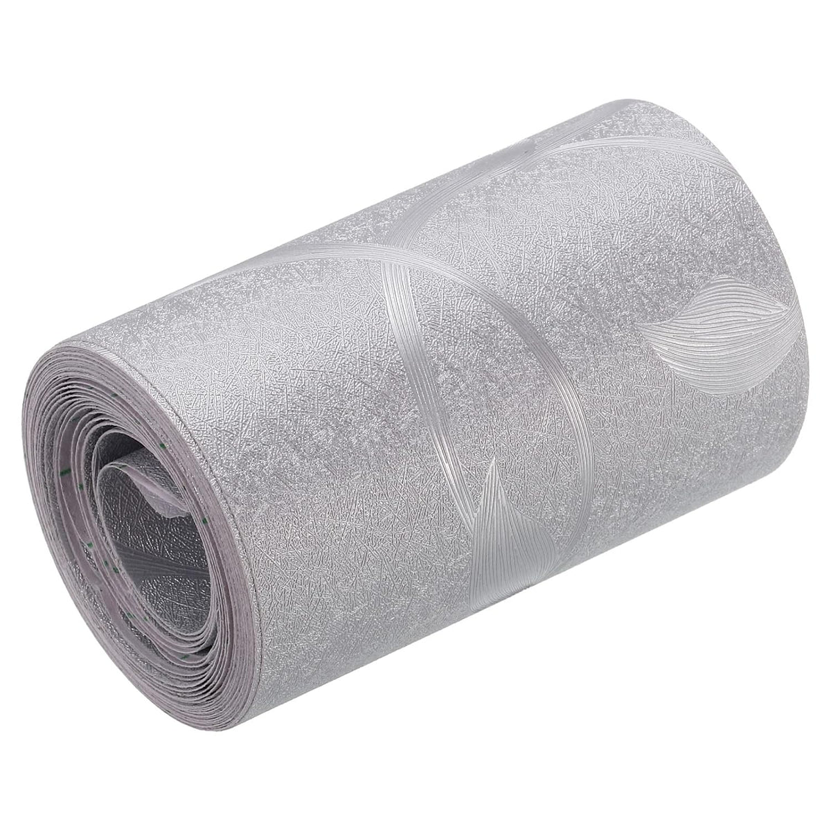 Waterproof Peel and Stick Decorative Tape Self Adhesive 3.15" W x 16.4'L PVC Removable Tape for Wall Edge Silver Tone with Pattern