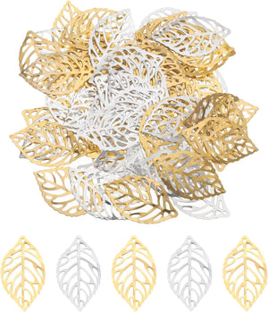 Hollow Leaf Ornaments Pendant, Metal Hollow Tree Leaves Decoration Crafts for Making DIY Earring Necklace Hairpin Clip Clothing Crafts