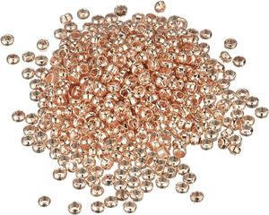 3000Pcs Round Crimp Beads, 2mm Crimp End Spacer Beads Tiny Stoppers for Bracelet Jewelry Making DIY, Rose Gold