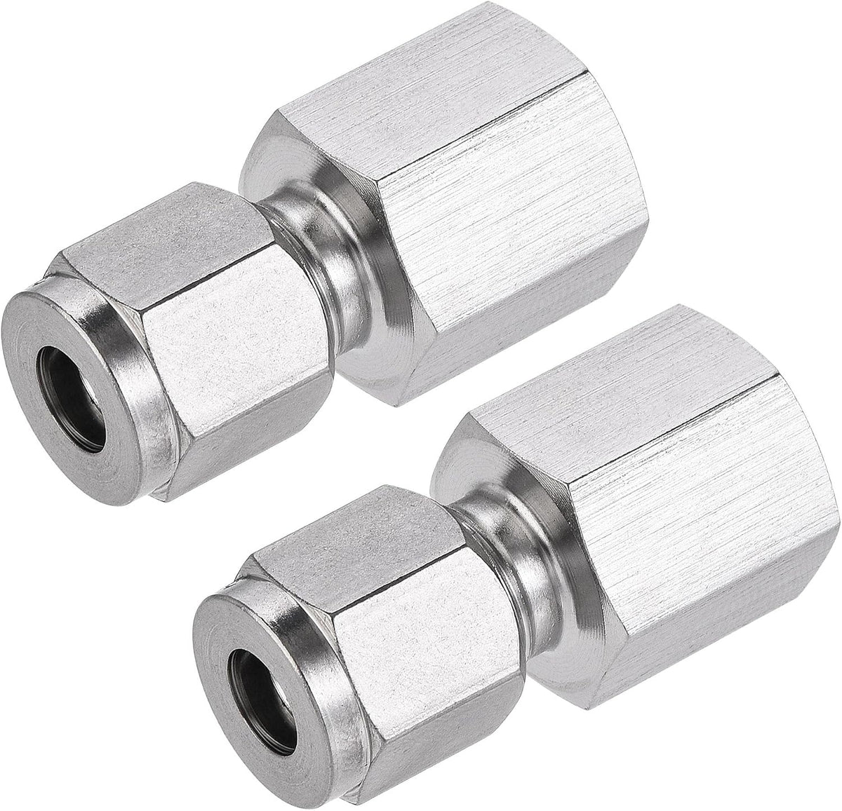 Compression Tube Fitting G1/4 Female Thread x 1/4" Tube OD Straight Coupling Adapter 304 Stainless Steel 2Pcs