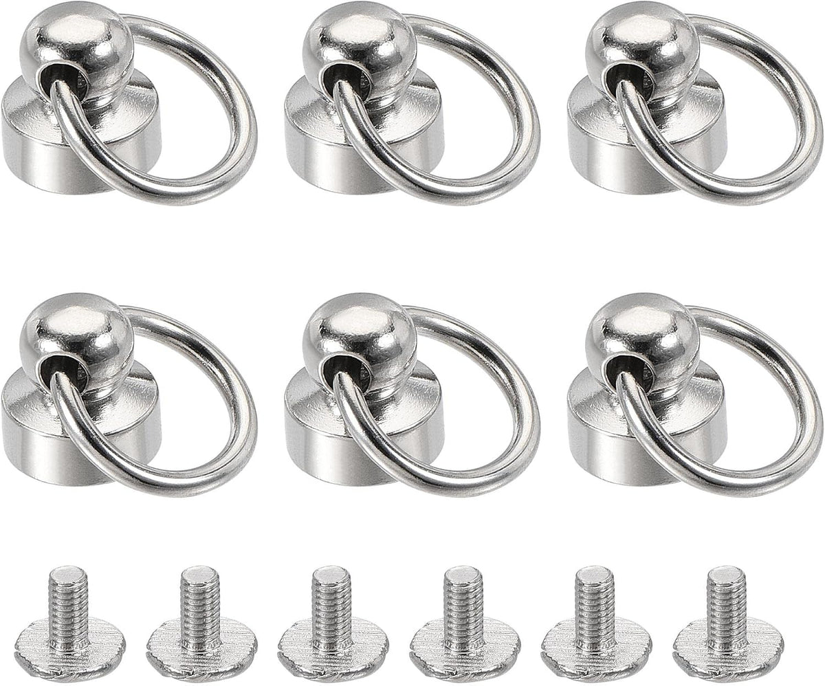 LinkMejor 9x9.3mm Pull Ring Rivets Studs Round Head for DIY Brass Silver Tone 6pcs