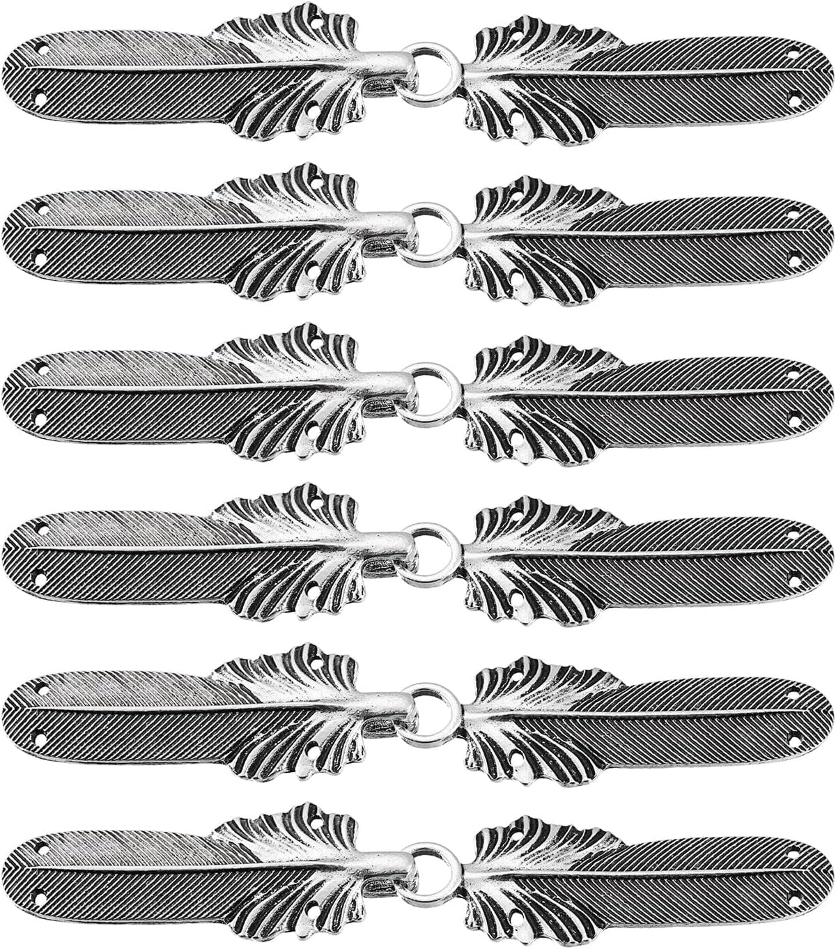 Cloak Clasp 6 Pairs Feather Vintage Cape Clasps Sew on Hooks and Eyes Sweater Shawl Cardigan Collar Fasteners Buckles for Clothing(Silver)