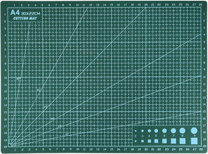 A4 Self-Healing Cutting Mat, 12" x 9" Non-Slip Double Sided with Grid PVC Desk Mat for DIY, Crafting, Model Building Rotary Cutting Board Green