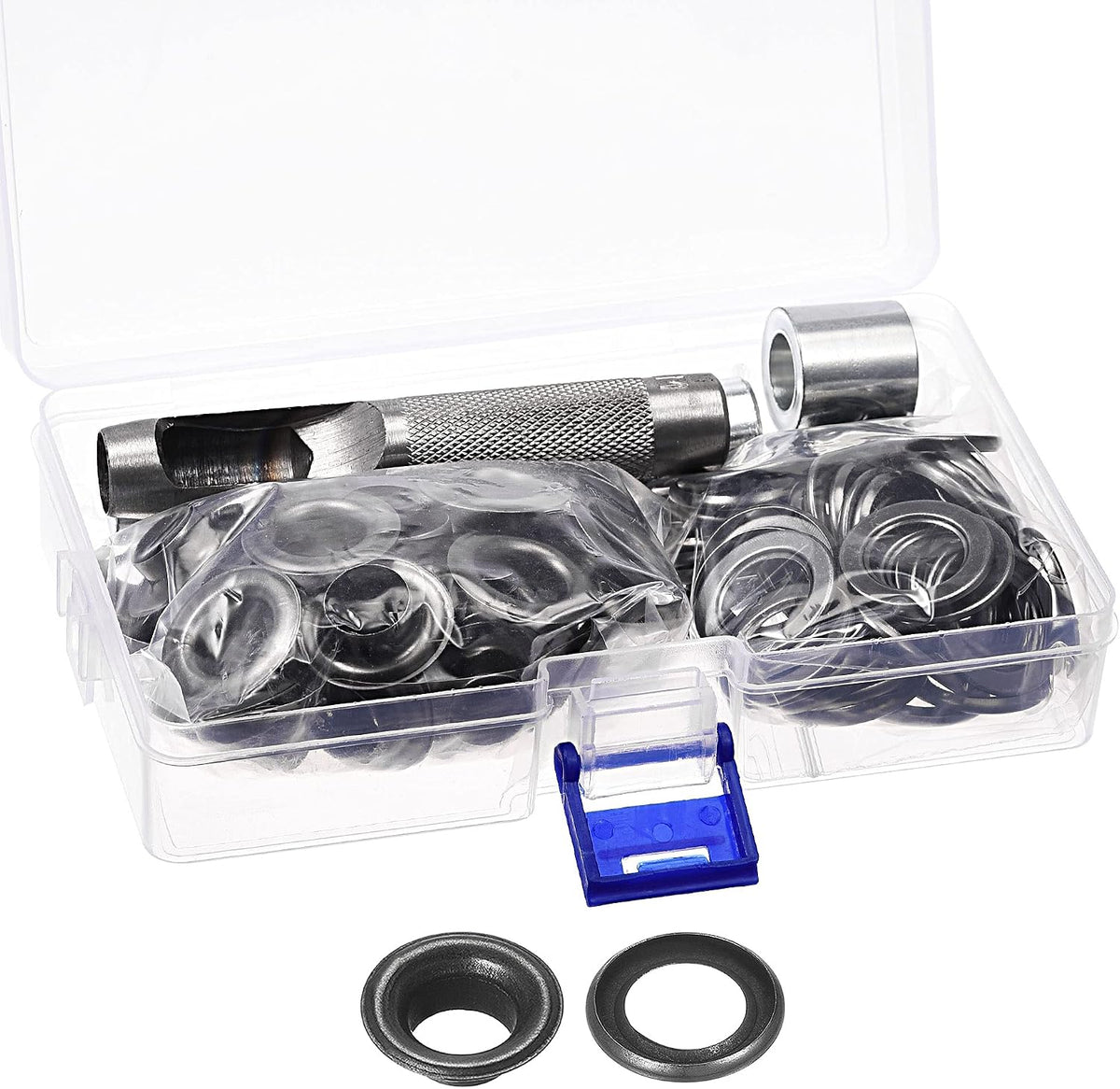 Grommet Kit 50 Sets Copper Grommets Eyelets with 3pcs Setting Tools, 12mm 1/2" Inside Dia. Dim Gray