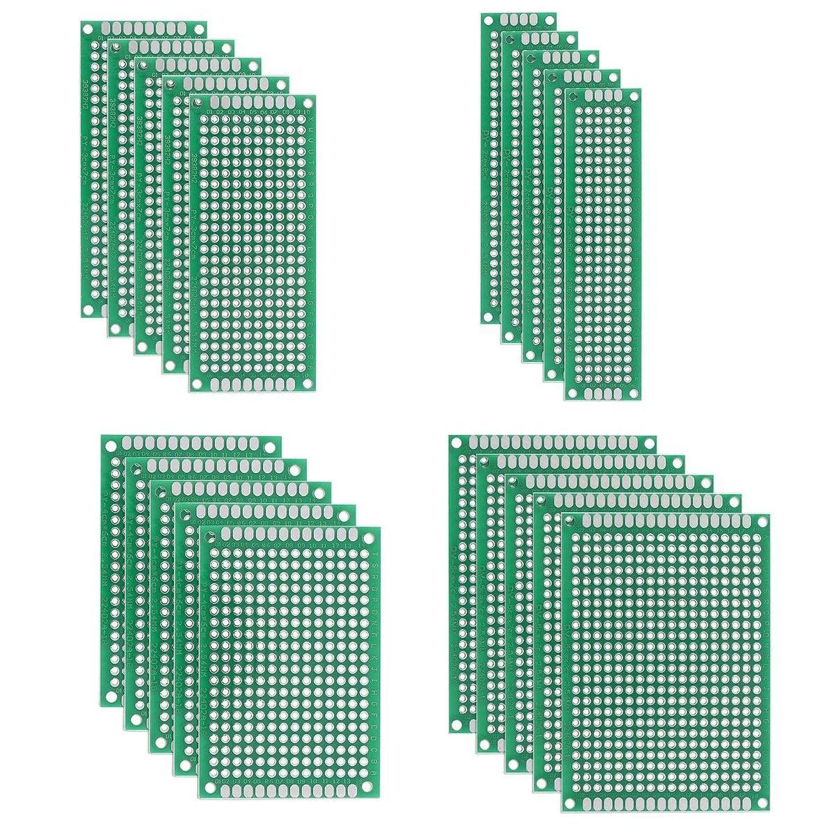 Double-Sided PCB Board Printed Circuit Boards Kit (4 Sizes 4x6 5x7 3x7 2x8) Prototyping Board for DIY Soldering Electronic Projects Practice Test Circuit 20pcs