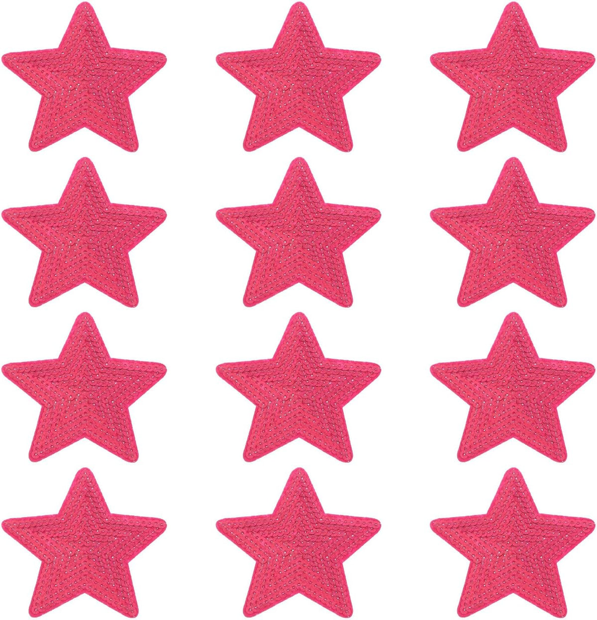 12Pcs Sequin Star Iron on Patches 9x9cm(3.55x3.55) Appliques Embroidery Star Patches for Clothing Bags Jackets Jeans Hats Accessory Craft Rose Red