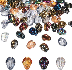 120Pcs Skull Glass Beads, Electroplate Glass Skull Bead Crystal Pendant Charm for Bracelet Necklace DIY Jewelry Making, Multicolor