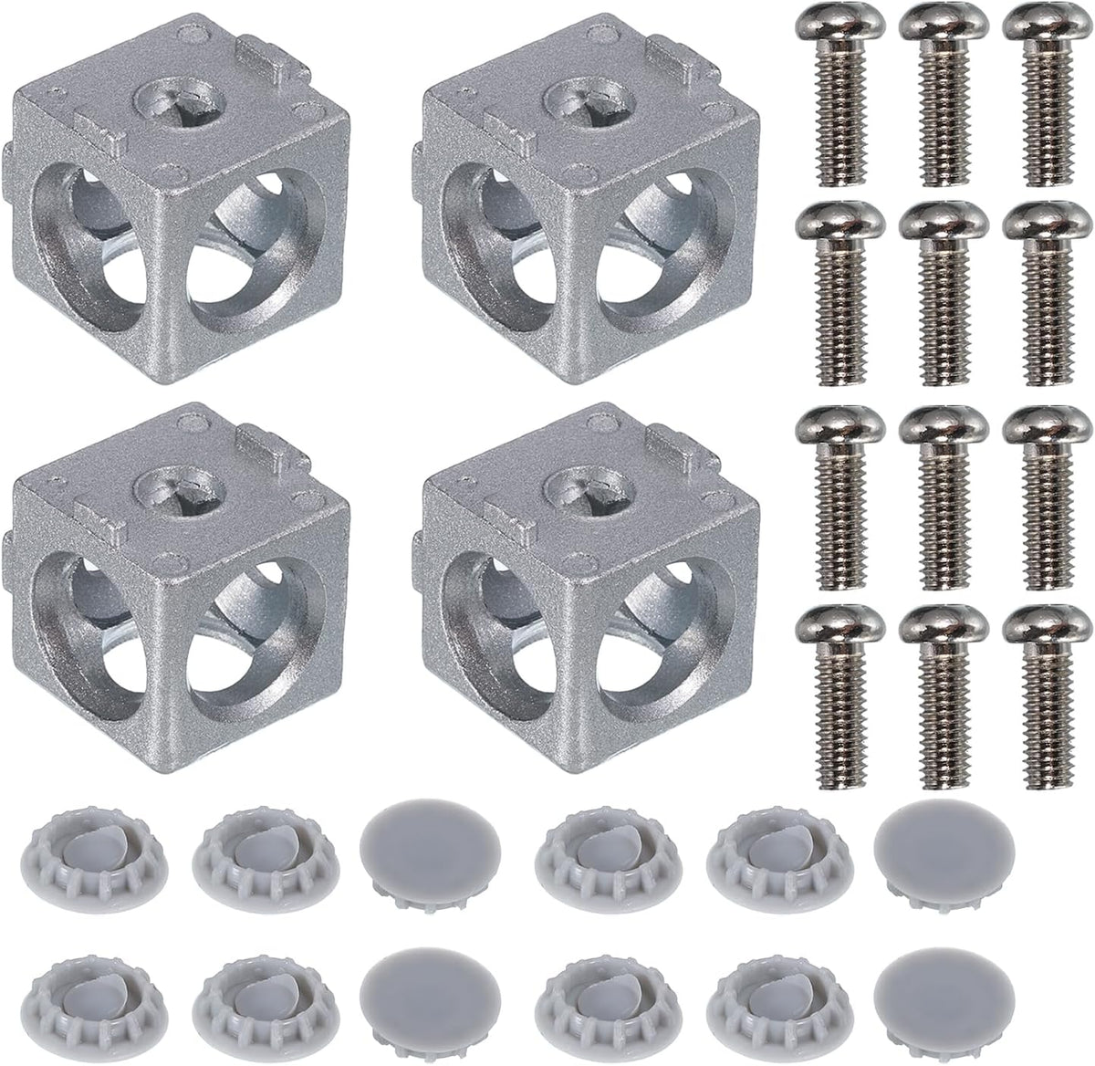 4Set 20x20x20mm 3-Way Corner Bracket Cube, Aluminum Alloy Block for 3030 Series Aluminum Extrusion Profile with Screws
