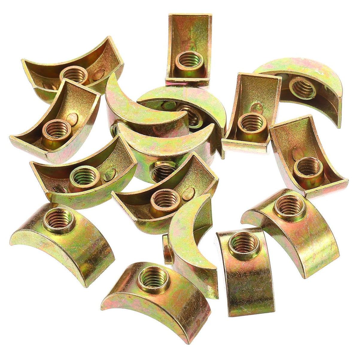 30pcs M6 Half Moon Nuts Washers, Zinc Alloy External Thread Lock Washer, Spacer Connector Hardware Fittings, Bronze