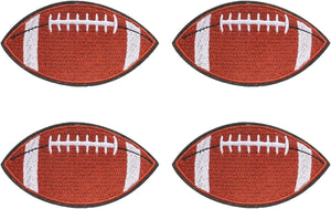 4 Pcs Football Iron on Patches, 1.7" x 3.1" Rugby Sew on Patches Embroidered Appliques for Clothing Decoration Backpack, Jean Hat, Brown