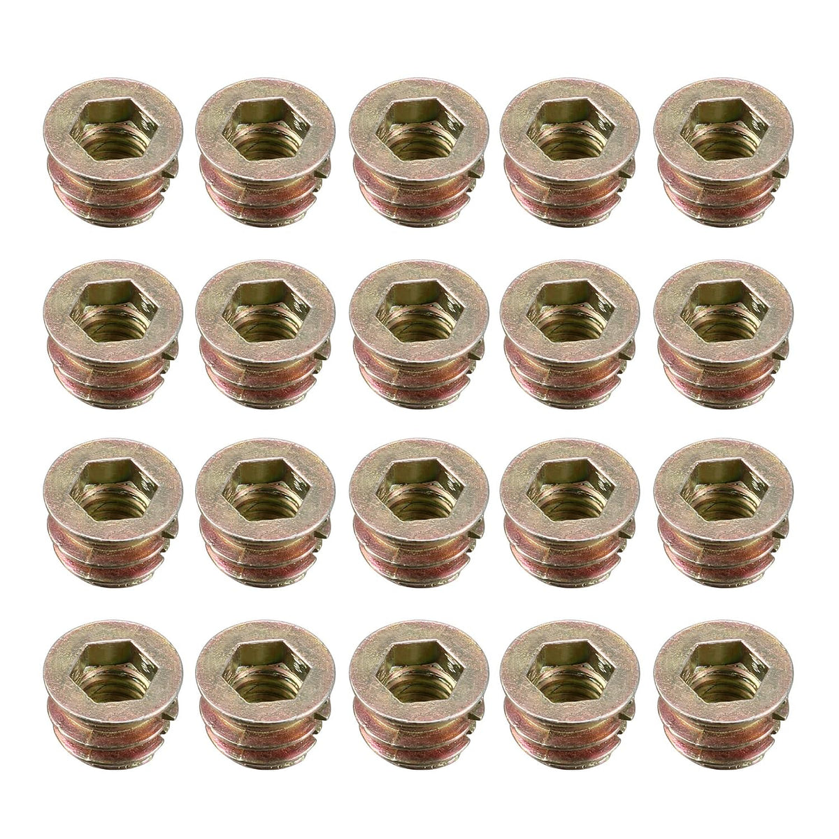 Furniture Threaded Insert Nuts Zinc Alloy M6 Internal Threads 8mm Length 50pcs