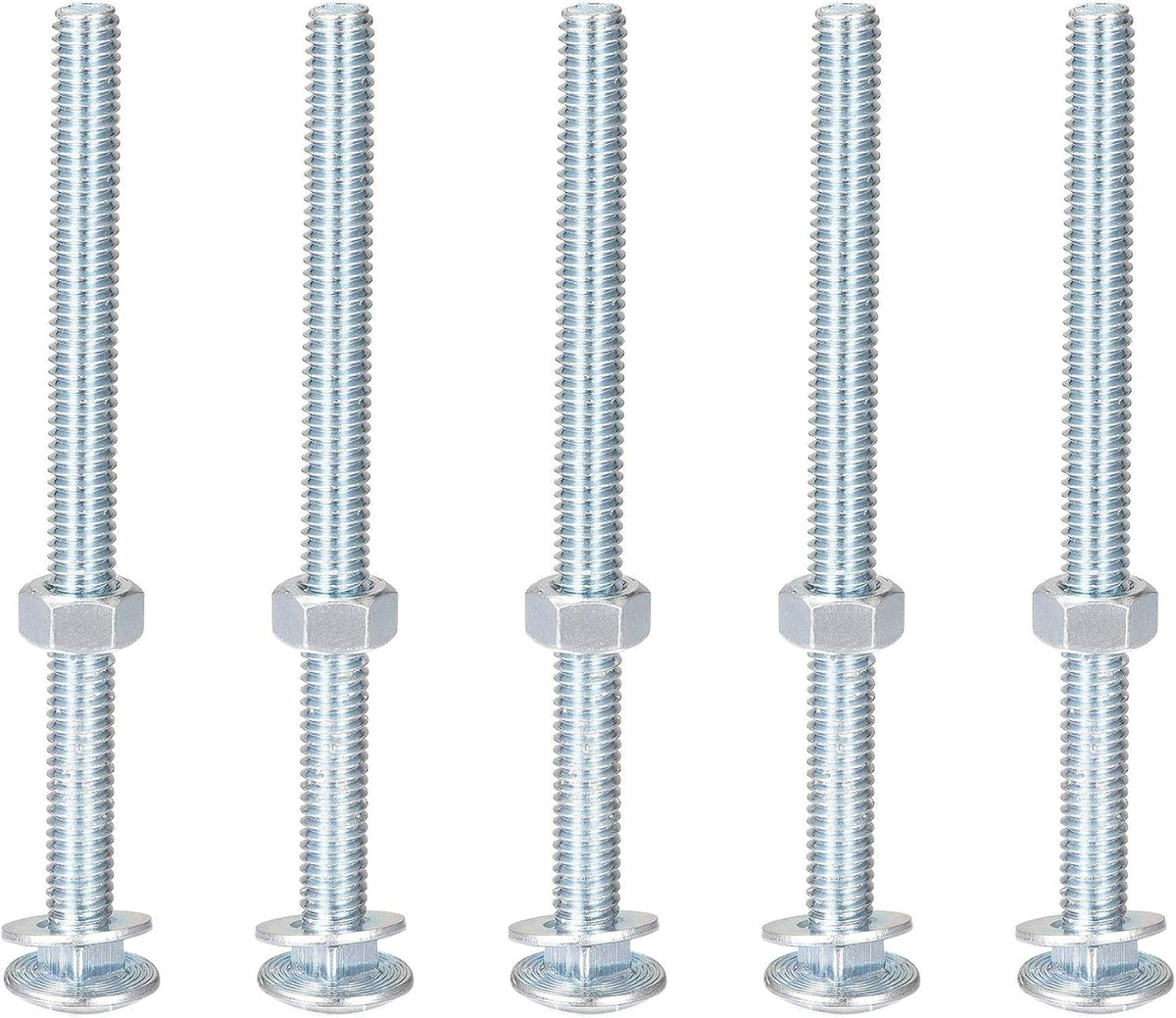5/16-18 x 4-1/2" Square Neck Carriage Bolts with Nuts & Washers, Carbon Steel Coach Bolt Screws 5 Set