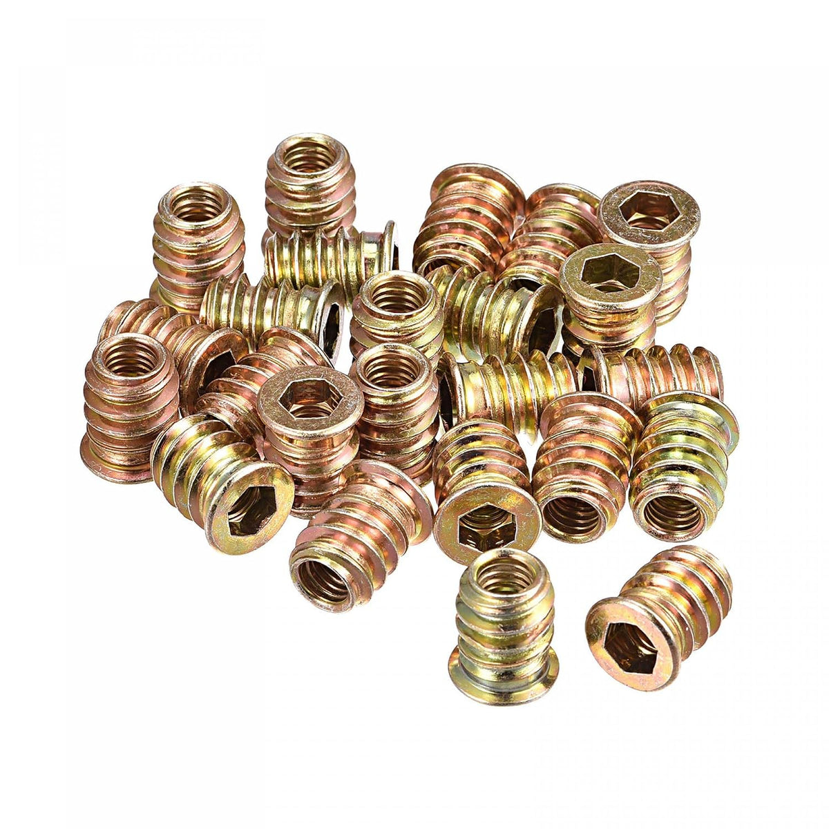 M6x15mm Threaded Inserts for Wood Hex Socket Drive Furniture Screw-in Nut 64pcs
