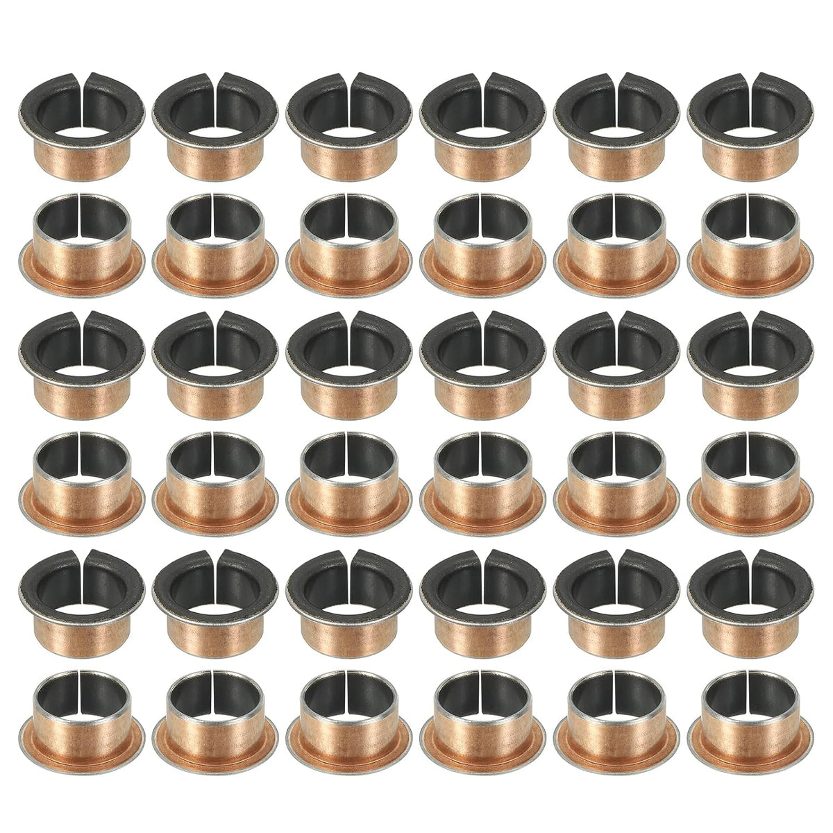 40Pcs Flanged Sleeve Bearing, 15mm Bore x 17mm OD x 11mm Length, 23 x 1.0mm Flange Dia x t Sintered Bronze Bushings Self-Lubricating Bearings for Industrial Equipment