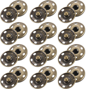 25 Sets Sewing Snap Buttons, 21mm Press Buttons Metal Snap Fasteners for Clothes DIY Crafts, Bronze