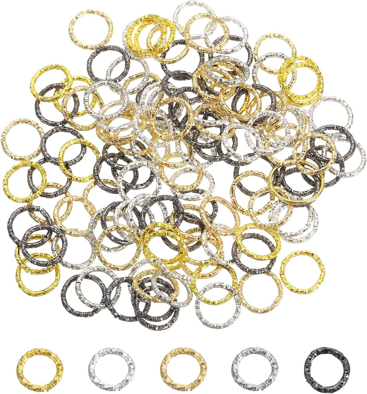 100Pcs Open Jump Rings, 10mm Twisted O-Ring Connectors for DIY Crafts Bracelet Necklaces Jewelry Making, Multi Color