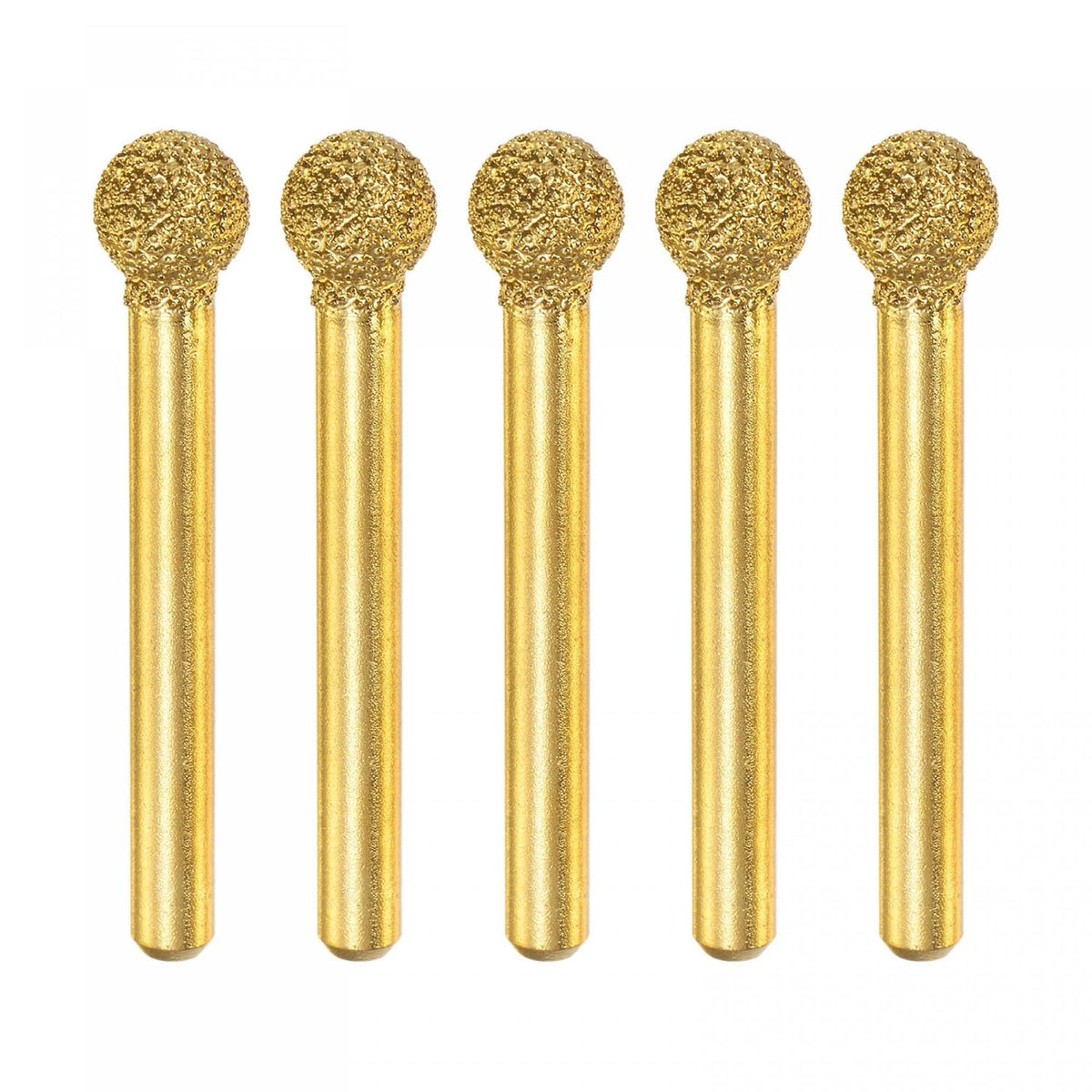 5Pcs Diamond Mounted Point 10mm Brazed Grinder Spherical Head 6mm Shank Grinding Rotary Bit Marble Stone Carving Tool