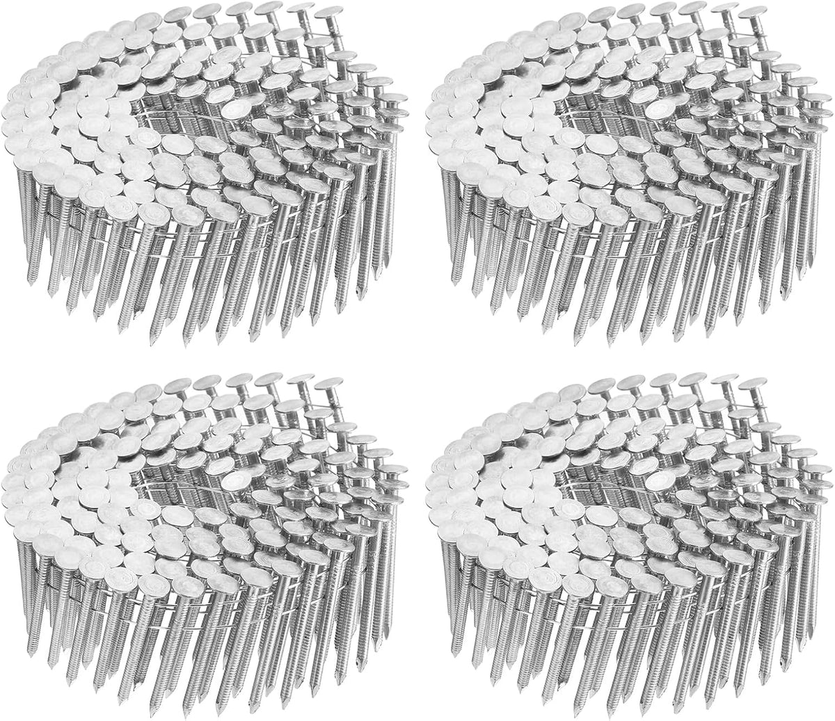 960 Count Siding Nails 1-3/4"x0.12" 15-Degree 304 Stainless Steel Ring Shank Full Round Head Collated Wire Coil for Lath and Sheathing Materials