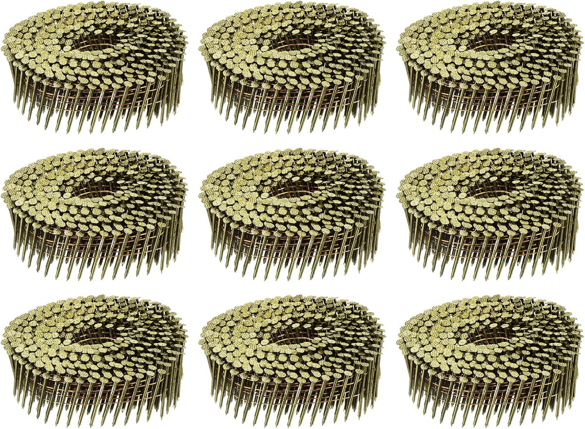 3600 Count Siding Nails 1-1/2" x 0.083" 15-Degree Ring Shank Full Round Head Collated Wire Coil for Lath and Sheathing Materials