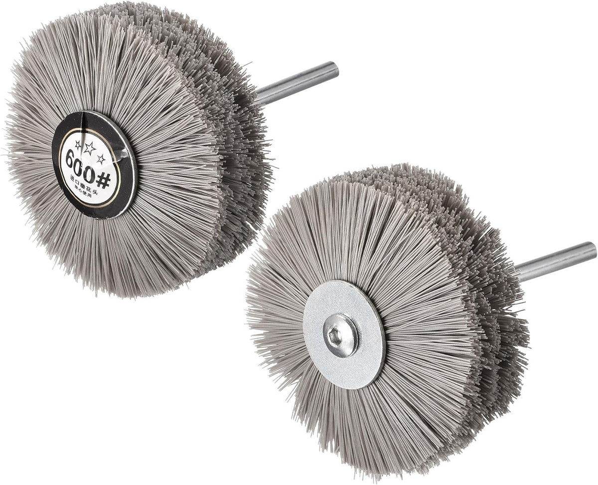 Nylon Wire Brush Abrasive Polishing Wheel 600/1000 Grits 3.15-inch Grinding Head with 6mm Threaded Shank