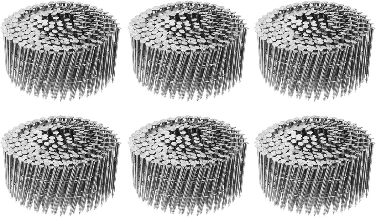 1800 Count Siding Nails 2-1/4"x0.09" 15-Degree 304 Stainless Steel Ring Shank Full Round Head Collated Wire Coil for Lath and Sheathing Materials