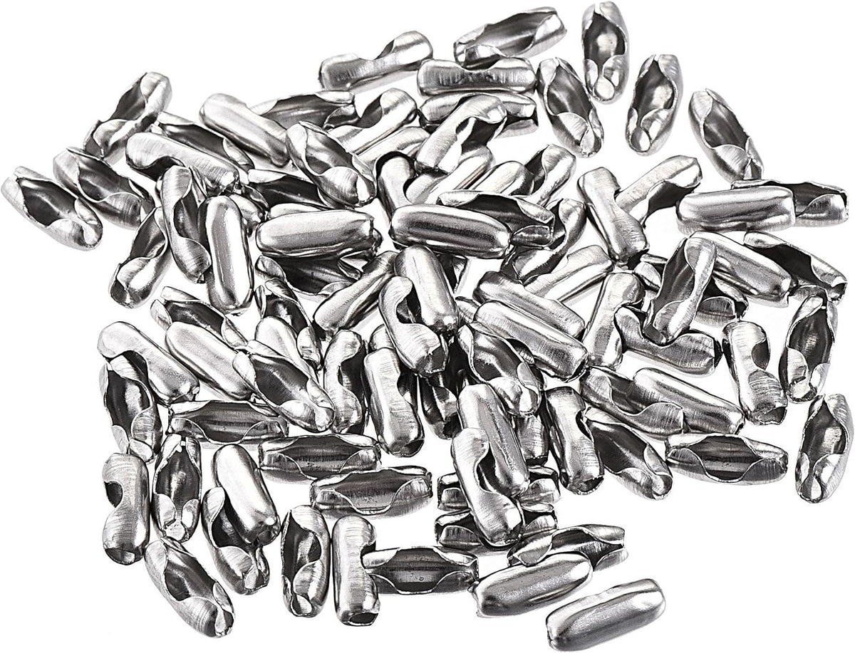 Ball Chain Connector, 2mm Ball Chains Clasp Crimp Clips Link Stainless Steel Connection, Pack of 100