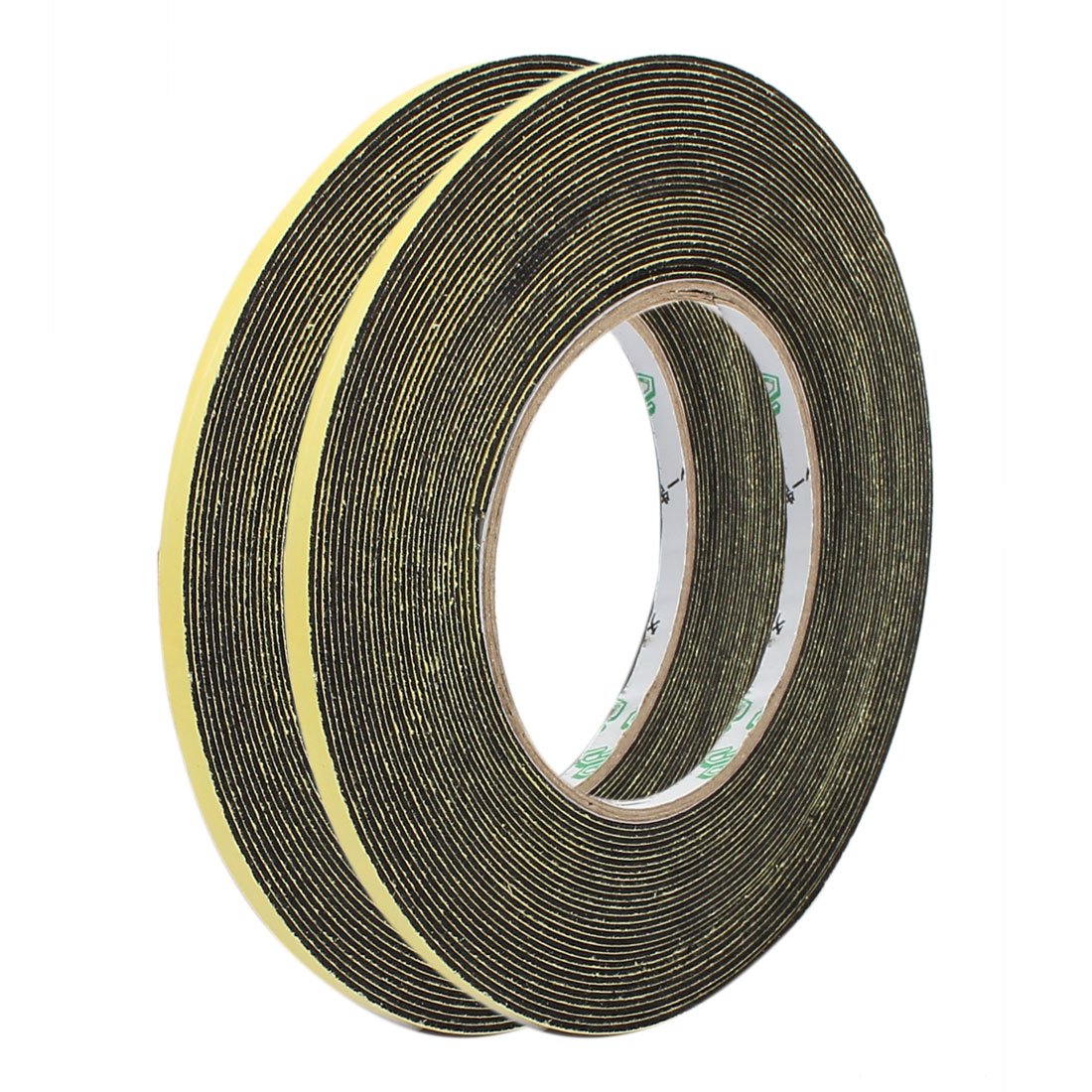 2Pcs 5mm Width 1mm Thickness Single Side Sponge Foam Tape Black 10 Meter Length