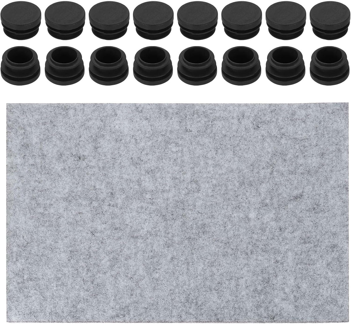 16 Pcs Round Plastic Plugs with Furniture Felt Pad, 25mm/0.98" Tubing End Caps Furniture Leg Inserts for Metal Tubing Chair Table Legs