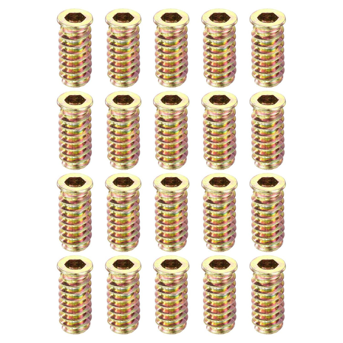 30Pcs Threaded Inserts, M6-1x25 Zinc Alloy Hex Socket Drive Screw-in Nut Threaded Inserts Furniture Bolt Fastener Connector for Wood Working Tool and Accessories