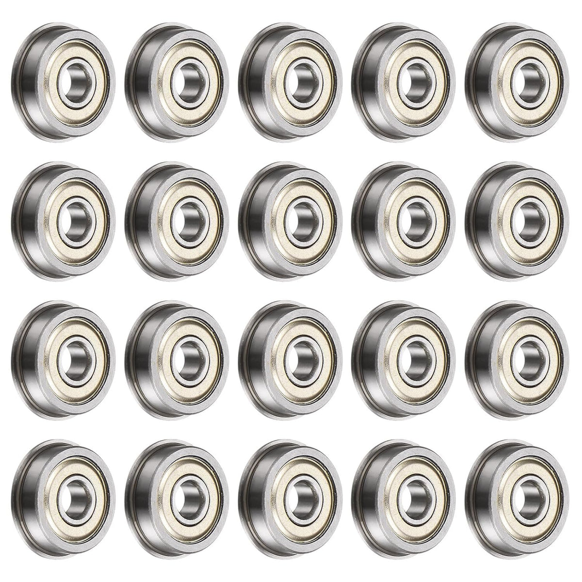 F625ZZ Flanged Ball Bearing, 20pcs 5x16x5mm Chrome Steel Double Shielded ABEC1 Flange Bearings