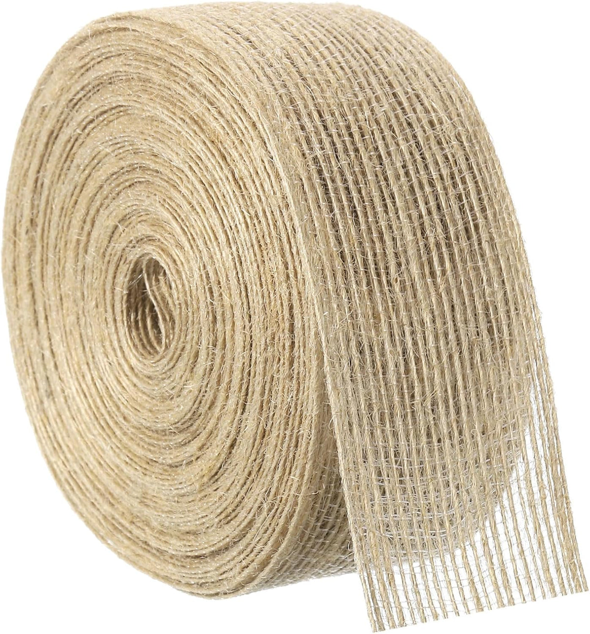1 Roll Natural Burlap Fabric Ribbon 1-1/2 Inch Burlap Wired Ribbon Tan Jute Linen Rustic Ribbon Rolls for DIY Crafts Home Decoration
