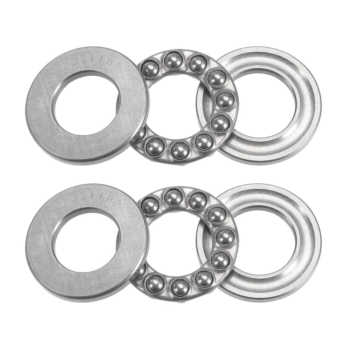 S51102 Thrust Ball Bearing 15mm Bore 28mm OD 9mm Thick Stainless Steel with Washers 2pcs