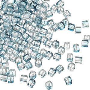 200 Pcs Crystal Cube Beads, 7mm Clear Glass Faceted Square Spacer Beads Craft Making Supplies for Jewelry DIY Bracelet Earring Necklace, Pure Blue