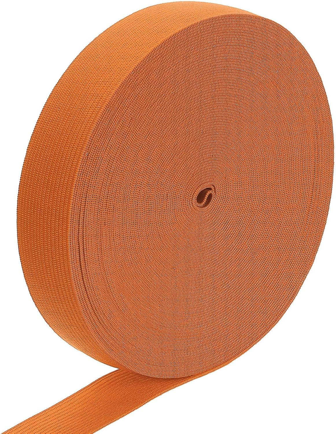 LinkMejor Elastic Band, 1" x 15 Yard Stretch Knit Elastic Bands Fabric Elastic Band for Sewing, Wigs, Waistband, Pants, Craft DIY (Dark Orange)