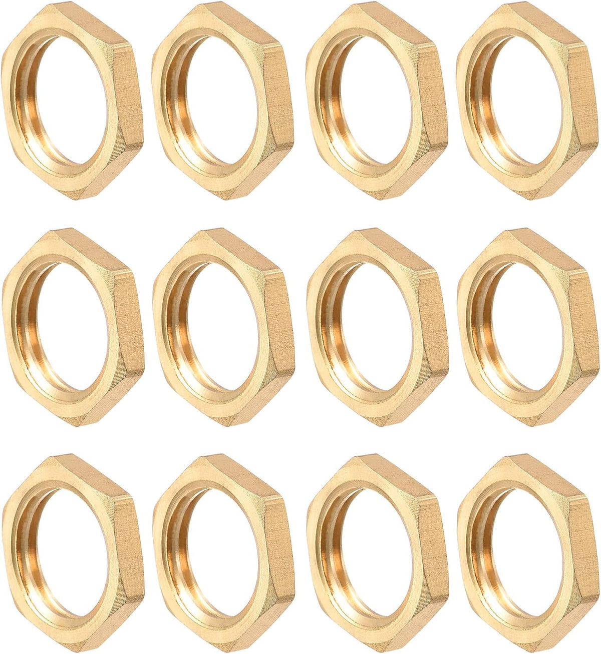G1/4 Lock Nut, Hex Brass Female Locknut for Plumbing 12pcs