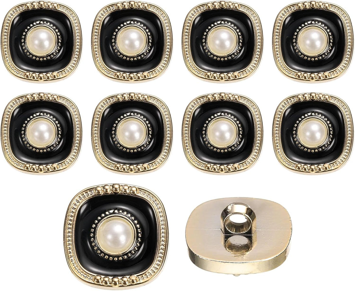 10Pcs 21mm Round Resin Vintage Clothes Sewing Button Metal Coat Pearl Buttons Craft Accessories for Garment Decoration Crafts DIY Project, Black