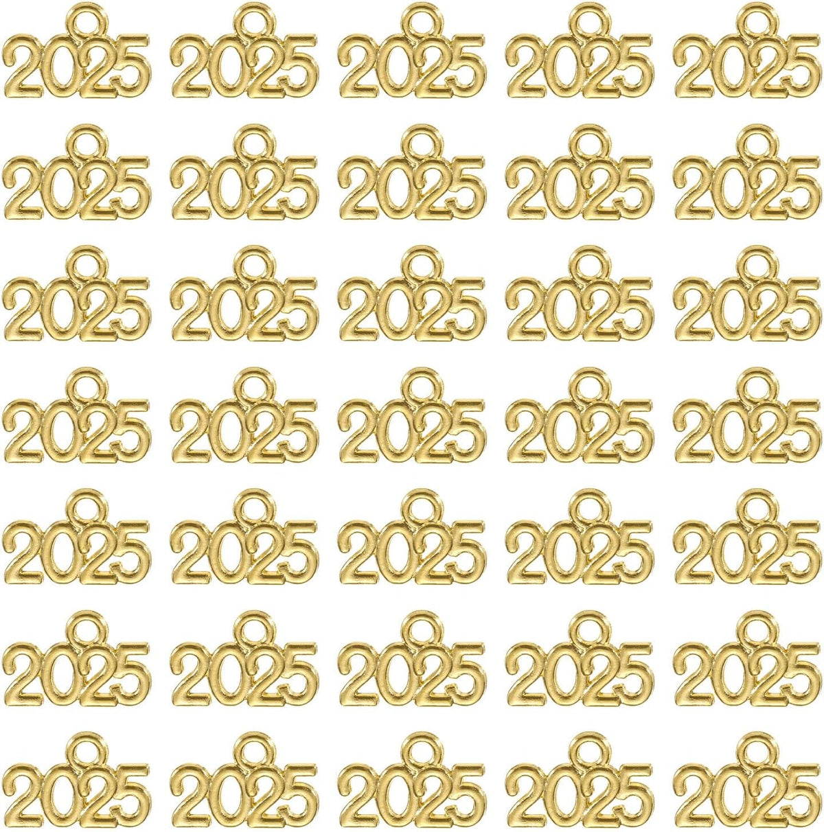LinkMejor Year Charm 2025 Pattern Zinc Alloy Tassel Graduation for New Year's Eve Gift, Jewelry Making, Graduation Tassel DIY, Ancient Golden 60 Pcs
