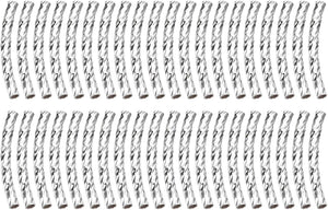 60Pcs Brass Curved Tube Beads, 2x20mm Texture Plating Noodles Spacer Beads for Jewelry Craft Making, Silver White