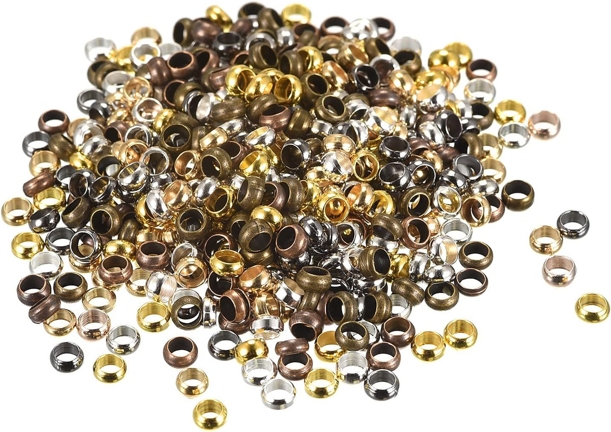 500Pcs Round Crimp Beads, 4mm Crimp End Spacer Beads Tiny Stoppers for Bracelet Jewelry Making DIY, Multicolor