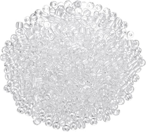 1600Pcs Glass Seed Beads, 3mm 8/0 Loose Mini Beads with Hole, Bulk Craft Spacer for Earring Bracelet Necklace Jewelry Making, Clear