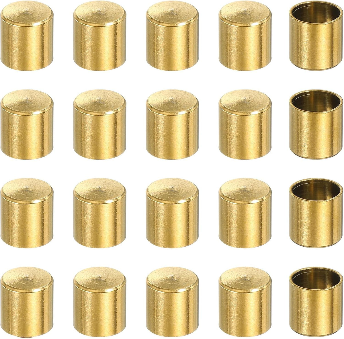 20 Pcs Stainless Steel Cord End Caps, 7 mm End Cap Barrel Beads Leather Cord End Caps for Jewelry Making DIY Tassel 8.2 mm Length Golden