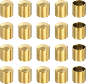 20 Pcs Stainless Steel Cord End Caps, 7 mm End Cap Barrel Beads Leather Cord End Caps for Jewelry Making DIY Tassel 8.2 mm Length Golden
