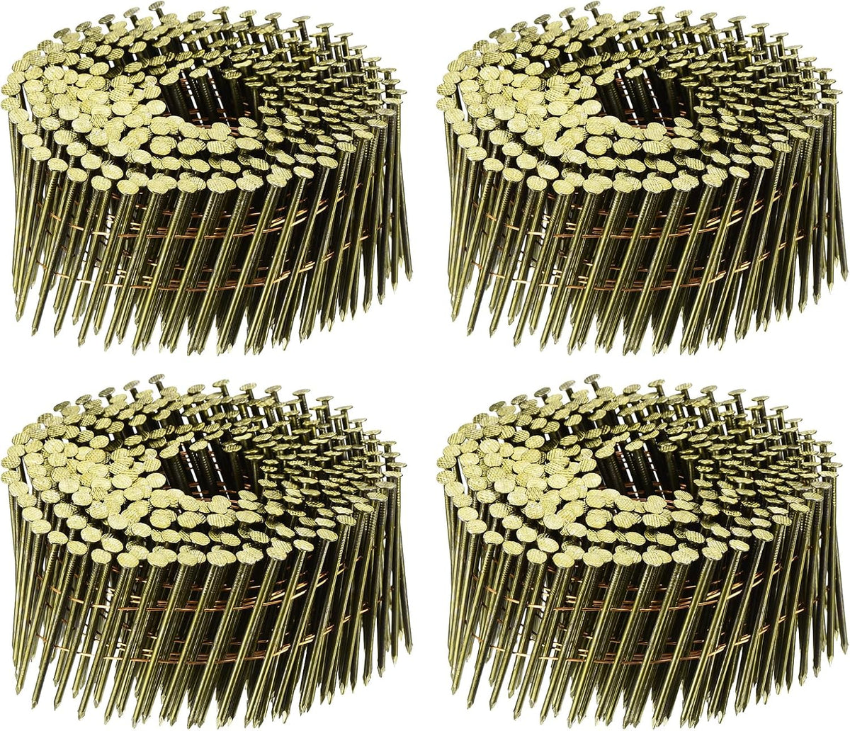 1200 Count Siding Nails 2-1/2" x 0.091" 15-Degree Ring Shank Full Round Head Collated Wire Coil for Lath and Sheathing Materials