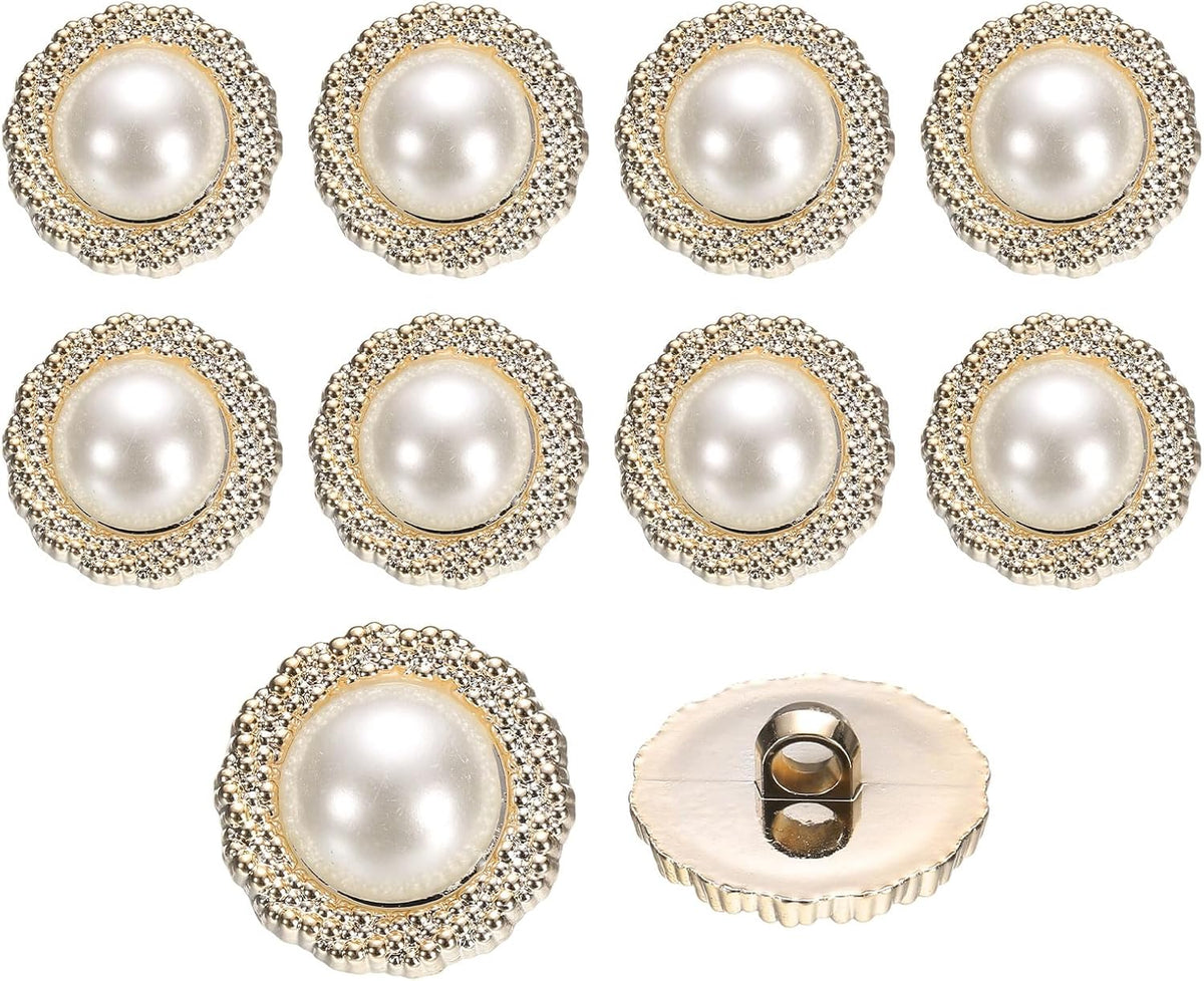 10Pcs 21mm Round Resin Vintage Clothes Sewing Button Metal Coat Pearl Wave Buttons Craft Accessories for Garment Coat Decoration Crafts DIY Project