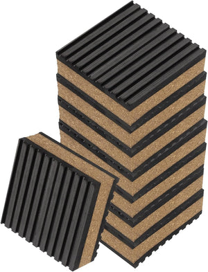 8pcs Anti Vibration Pads for Washing Machine, 2" x 2" x 7/8" Vibration Damping Pad Sound Isolation Ribbed Rubber Mats with Center Vibration Isolation, Black/Brown